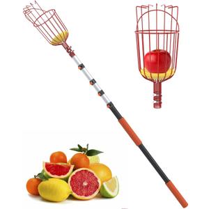 AgiiMan 5 to 20 FT Fruit Picker Pole - Reach to 26 FT Fruit Picker with Telescopic Extension Pole, Lightweight and Sturdy Aluminum Telescopic Pole, Easy to Assemble Fruit Picking Basket