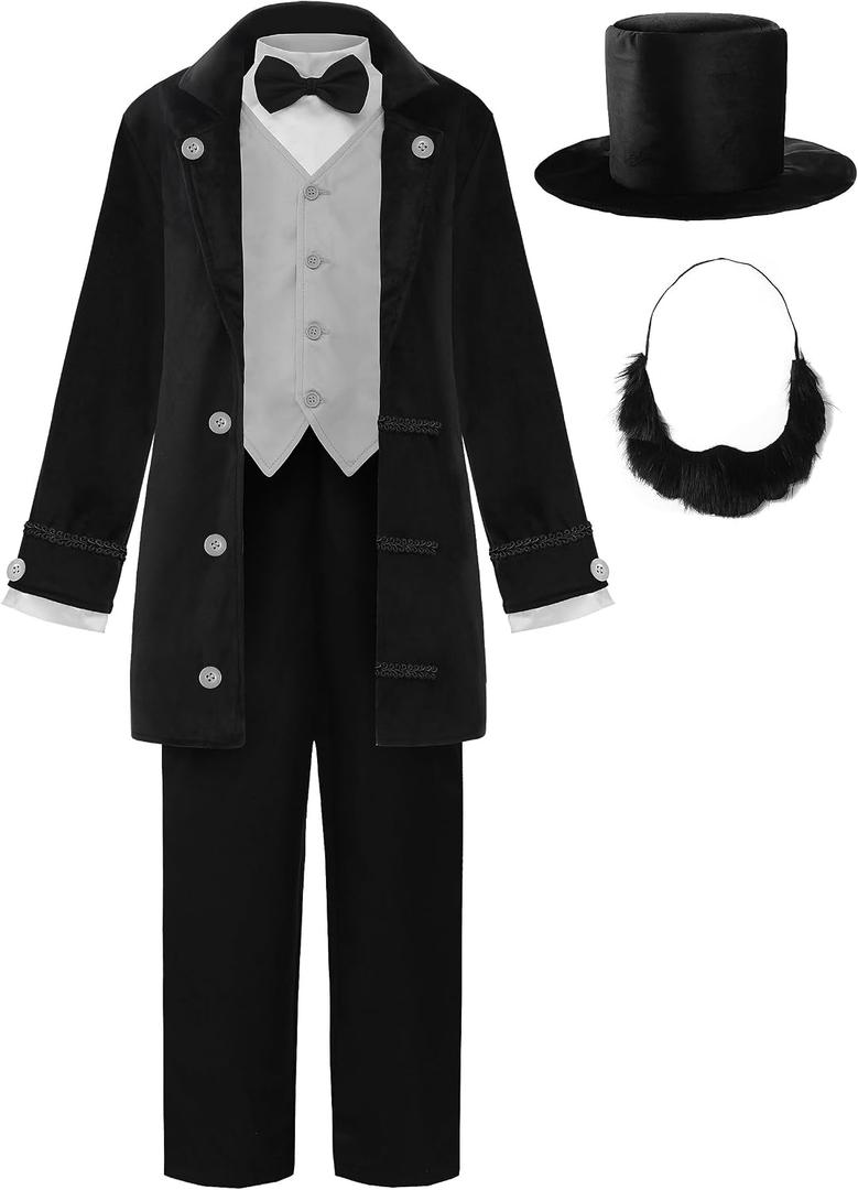 ReliBeauty Abraham Lincoln Costume Kids Douglass Costume for Boys