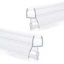 Shower Door Bottom Seal Strips 2PCS, 36 Inch Long Ultra Clear Vinyl Seal Strips with Sweep for 5/16"(8mm) Thick Frameless Glass Door, to Stop Water Leak