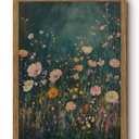 Vintage Dark Floral Framed Wall Art Moody Wildflower Pictures 16x24 In