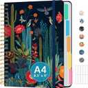 Large Spiral Lined Notebooks for Work with Removable Dividers & Tabs, 8.5"x11" Pretty Hardcover 5 Subject Notebook Journal for Women, College Ruled, Perfect for Study & Office Organization, 280 Pages,Cactus Garden