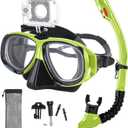 Nearsighted Snorkeling Gear for Adults Youth, Professional Full Dry Top Silicone Snorkel Set, Anti-Fog Scuba Diving Mask with Adjustable Strap (-2.0)