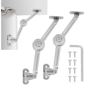 HBL' 2 Pack | Lid Support Hinges Heavy Duty Lid Stay Hinge – 110° Open Angle, Free Stop, Tension Adjustable, Supports Up to 50LBS for Upper Cabinets & RV Cabinets.