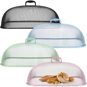 Hicarer 4 Pcs Metal Mesh Screen Food Cover for Outdoors Set Large 18.5 Inch Mesh Food Tents for Outdoor Mesh Food Covers Picnic Food Covers for Indoor Plate (Black, Blue, Green, Pink) Hicarer 4 Pcs Metal Mesh Screen Food Cover for Outdoors Set Large 18.5 Inch Mesh Food Tents for Outdoor Mesh Food Covers Picnic Food Covers for Indoor Plate (Black, Blue, Green, Pink)