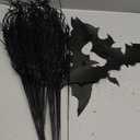 Zeyune 50 Pcs Halloween Black Artificial Branches Floral Picks Vase Filler 17.72 Inch Artificial Curly Willow and 3D Bats Wall Decals Sticker Decor Tree Glittery Flowers for Gothic Home