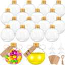 18 Pcs 6 oz Spherical Plastic Potion Bottles Ball Shape Sand Art Bottles with Funnel Christmas Booze Balls Cocktail Ornament Balls Candy Jar for DIY Wedding Party Crafts Decoration(Gold, Aluminum Cap)
