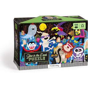 Mudpuppy Haunted Graveyard â€“ 100 Piece Glow in The Dark Jigsaw Puzzle with a Scary Scene of Monsters and Creatures and Hidden Spooky Details in The Dark