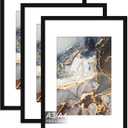 A3/A4 Picture Frames, 3 Pack/Black/A3, Modern Style, Lightweight, Wall Mount, Vertical Orientation, Plastic Frame & Cover, Marble Pattern