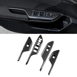Car Accessories Fit for Honda 10th Gen Civic 2016-2021 Window Switch Decoration Frame Cover Trim Door Handle Armrest Panel (Carbon Fiber Style) ABS 4 PCS