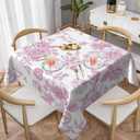 Pink Floral Tablecloth Square 60x60 Inch Chinoiserie Vintage Flower Table Cloth,Stain Resistance Polyester Spring Summer Seasonal Table Covers for Kitchen Dining,Small Tablecloth for Party Picnic