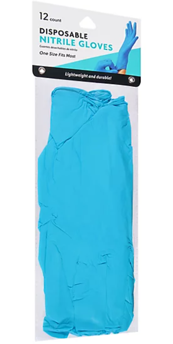 Disposable Nitrile Gloves. One Size. 12 ct