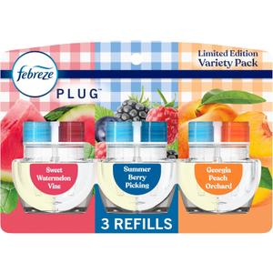 Febreze Plug In Air Freshener, Odor-Fighting Scented Oil Refill, Spring Fruit Mix, 3 Refill (2.63 Fl Oz (Pack of 1))