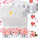 Ctosree 2 Sets Mother's Day Mom Flower Gift Box with 18'' x 7.7'' x 2.7'' Empty MOM Letter Shaped Box Gift Bags Greeting Cards for Mother's Day Birthday Flower and Arrangements(White)