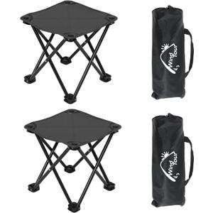 Wind Tour Portable Folding Camping Stool Outdoor Camping Lightweight Small Chair for Fishing Hiking Gardening and Beach with Carry Bag (Black－2)