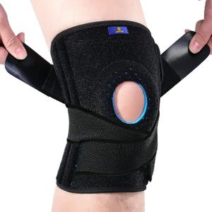 ABYON Adjustable Knee Brace for Men & Women - Maximum Support with Dual Side Stabilizers & Crossed Compression Straps for Meniscus Tear, ACL, MCL, LCL, Patella Injury and Post-Surgery Recovery (FSA/HSA Eligible) - Please Check How To Size Video (Small/Medium (Pack of 1), Black)
