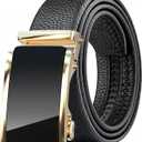 Men's Belt,Leather Ratchet Dress Belts with Sliding Adjustable Belts Dress Casual Jeans Comfort Trim to Fit (Black)