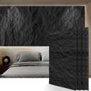 KASARO PU 3D Faux Stone Wall Panels, 4 PCS Wainscoting Panel for Interior Wall Decor, Cement Texture Accent for Home, Office, 47.223.6inch, Dark Black, 47.2X23.6 Inches