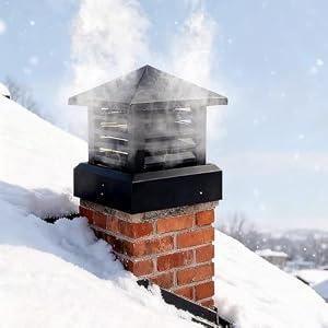 HLOPEWSTUK Chimney Cap 16x16in, Fireplace Chimney Caps Cover for Villa Outside Cowl Roof Protection Rain and Windproof Aluminum Alloy Square Cowls with Louvered Vent 40x40cm