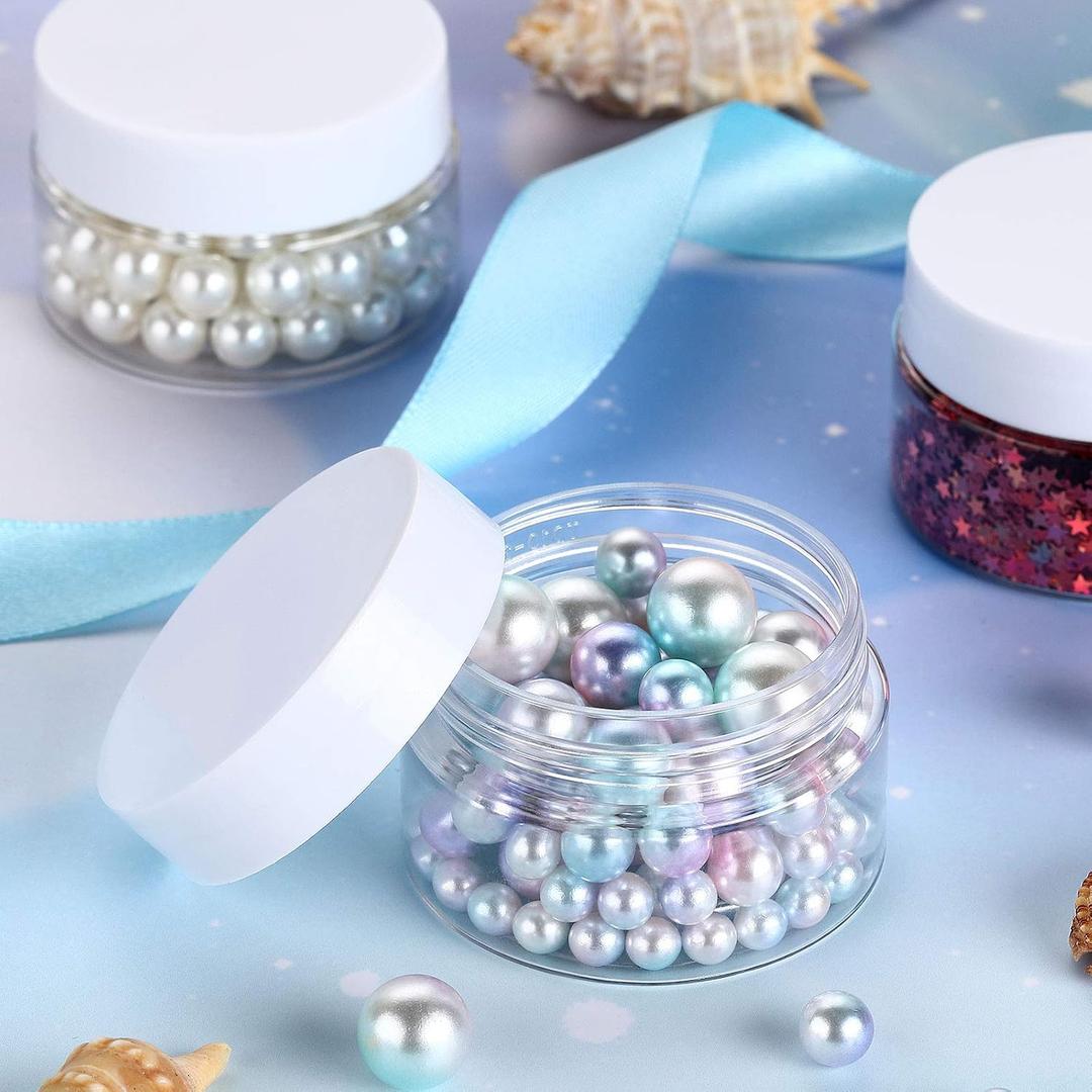 Patelai 2 Pieces Round Wide-mouth Leak Proof Plastic Container Jars with Lids for Travel Storage Makeup Beauty Products Face Creams Oils Salves Ointments DIY Making (6 Ounce, White)