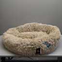 Best Friends by Sheri Original Calming Donut Dog and Cat Bed, Shag Faux Fur, Taupe, (30in x 30in) - Anxiety Relief for Pets Up to 45 lbs