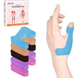 IEADEN Precut Kinesiology Tape for Thumb (Left Hand), 40 Pcs - Thumb Support & Stability, Thumb Pain Relief Athletic Tape - Waterproof & Elastic, Breathable Hypoallergenic Latex-Free Tape, Blue