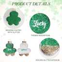 DN DECONATION St Patricks Day Decorations Shamrock Ornaments for Tree Mini Clover Lucky Irish Green Hanging Bauble for St Patricks Day, Glitter Glass Hanging Ornaments Ball for Irish Christmas Decor (Green & White - 6pcs)