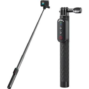 Remote Control Selfie Stick Rechargeable Waterproof 100CM Stretchable Compatible with Insta360/Gopro Action Camera and iOS Android Smartphone (Three-Prong)