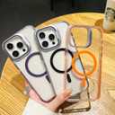 for iPhone 15 Case, [Compatible with MagSafe], Magnetic Kickstand Case for Women Girls, Case for iPhone 15, 6.1", Clear Black