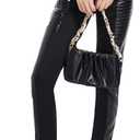 Faux Leather Leggings for Women Pleather Pant Elastic Mid-Waisted Stretchy Patch Zip Tights (Black, XL)