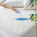 GRT Full Waterproof Mattress Protector Rayon Bamboo - 3D Air Fiber Cooling Mattress Cover Breathable Ultra Soft, Mattress Pad Noiseless Fits up to 19'' Deep Pocket Washable