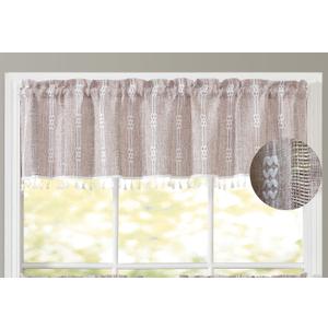 GOHD Country Road Boho Straight Valanc Farmhouse Linen Kitchen Curtain Valance Vintage Chic Textured Tassel Valances (Straight Valance,Taupe) (54"W x 15"L (Pack of 1))
