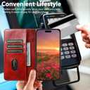 SINIANL Wallet Case for iPhone 17 Pro with Card Holder, Magnetic Kickstand Leather Flip Fold Protective Cover for Apple 17 Pro Case Wallet Red