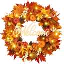 Waipfaru Fall Decor, Fall Wreaths for Front Door, Autumn Wreath with Welcome Sign, Outdoor Reef for Thanksgiving Farmhouse Front Porch Patio Decoration