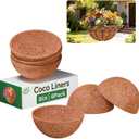 Halatool 6 Pack 8 Inch Coconut Liners for Planters 100% Natural Coco Coir Fiber Hanging Basket Liners Round Coco Liner for Flowers Vegetables Balcony Garden Patio Porch Home Decor