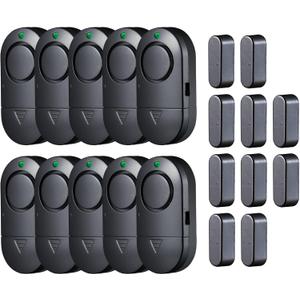 Door Window Alarm, 120DB Window Alarms for Home Security, Door Chime for Store Home, 10 Pack Black