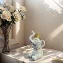 Elephant Statue for Home Decor White and Gold Crown Elephant Decoration Elephant Gifts for Women See No Evil Elephant Statue for Living Room and Office Decor