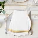 100 3-Ply Gold Napkins Disposable Elegant Dinner Paper Napkins, White and Gold Foil Guest Napkins Hand Towels for Bathroom Wedding Kitchen Birthday Parties Graduation