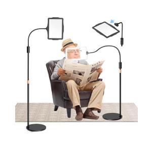 Floor Magnifying Glass with Light and Stand: 48 LED Flexible Hands Free Magnifier Lamp - 2-in-1 Large Lighted Magnifiers for Seniors Reading, Close Work, Jewelry, Repair, DIY
