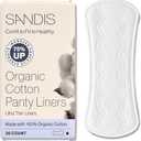 SANDIS Premium 100% Organic Panty Liners - Chemical Free Cotton Ultra Thin Liner for Women | Feminine Sanitary Napkins Unscented Everyday Use Leak Protection (Regular, 36 Count, Wrapped)