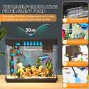 Vehipa Fish Tank 2.4 Gallon Aquarium with Heater, 3-in-1 Silent Pump with Filteration & Oxygenation & Circulation, 7-Color Timer Cycle Light, Temperature Display, Humidifier, HD Glass Fish Bowl