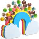 DoubleFill Rainbow Wooden Cake Pop Stand Lollipop Holder for Dessert Table 26 Holes Cake Pop Display Stand Suit 0.16''/4mm Lollipop Sticks for Birthday Parties Weddings Baby Showers Anniversaries