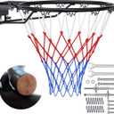 Basketball Rim, 18" Replacement Wall Mounted Outdoor Basketball Hoop, Heavy Duty Solid Steel, Double Spring Basketball Hoop Rim with All Weather Net for Indoor and Outdoor Hanging