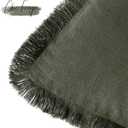 Foindtower Decorative Linen Fringe Throw Pillow Covers Cozy Boho Farmhouse Cushion Cover with Tassels Soft Accent Pillowcase for Chair Sofa Bed Living Room Home Decor, 2424 Inch, 1PC,Dark Olive Green