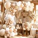 RUBFAC White and Champagne Gold Balloons Arch Kit, White Sand Metallic Party Balloon Different Sizes for Birthday Wedding Baby Shower Engagement Anniversary Decorations, 144pcs