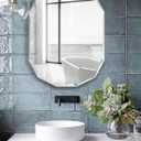 Bathroom Mirrors for Over Sink, Round Frameless Mirrors for Wall, 24x36 Inch Beveled Bathroom Mirror, Bathroom Vanity Circle Mirror for Bedroom Living Room Entryway Home Decor