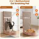 Cat Scratcher, 2 in 1 Multifunctional 26.8 Inch L Shape Cat Scratch Pad Wall Mounted with Oval Cat Scratcher Bed Bowl and Built-in Toy Balls