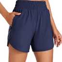 KPSUN Women's Athletic Running Shorts 5" High Waisted Summer Workout Gym Shorts with Zipper Pockets Lightweight Quick Dry, Large