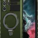Compatible with Samsung Galaxy S22 Ultra Magnetic Case with Ring Kickstand [Compatible with MagSafe] Military Grade Heavy Duty Case for Samsung S22 Ultra 6.8'' (Not Fit S22), Green