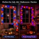 400LED Red White and Blue Lights, 2Pack 152ft Connectable 4th of July String Lights Outdoor, Waterproof 11 Modes 2 Festival Color Patriotic Light for Independence Day Halloween(RWB & Purple Orange)