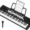Electric Keyboard Piano 61 Key for Beginners Adults, 200 Tones & Rhythms, Portable Electronic Piano with Microphone & Teaching Modes